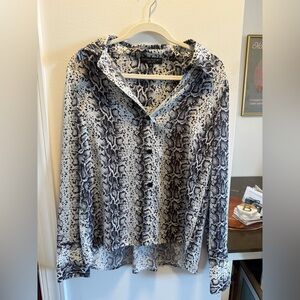Central Park West Monochrome Snake Print Blouse